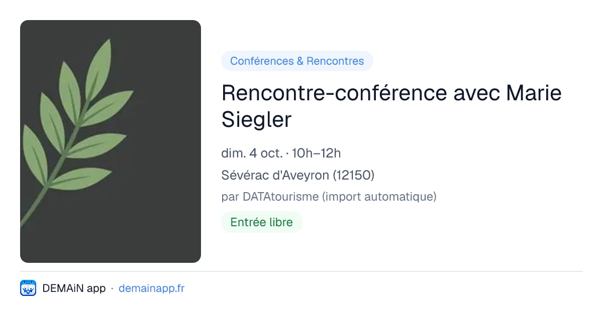Rencontre-conférence avec Marie Siegler — Sévérac d'Aveyron