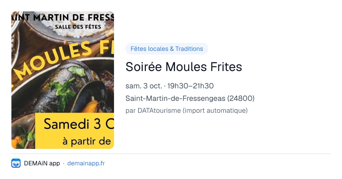 Soirée Moules Frites — Saint-Martin-de-Fressengeas