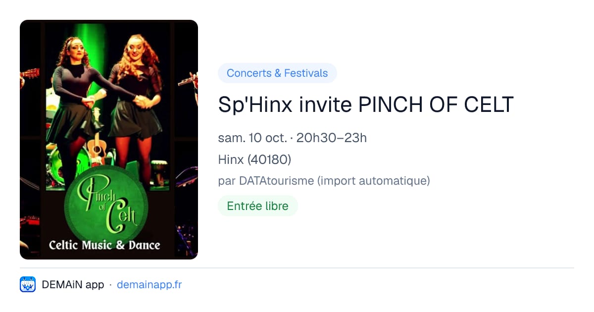 Sp'Hinx invite PINCH OF CELT — Hinx