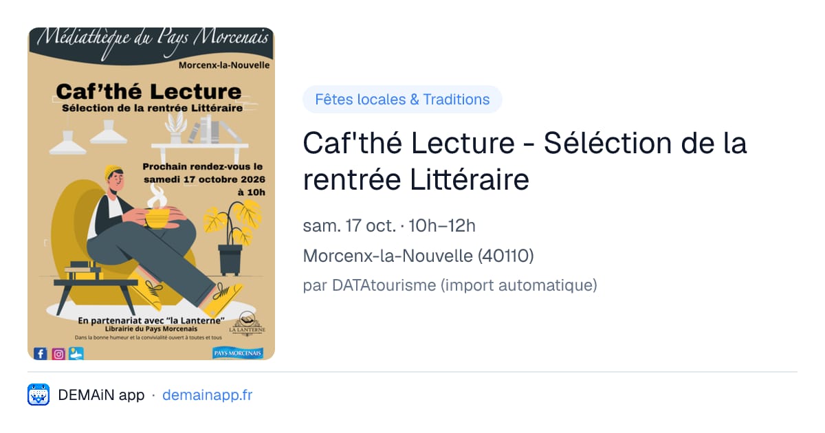 Caf'thé Lecture - Séléction de la rentrée Littéraire — Morcenx-la-Nouvelle