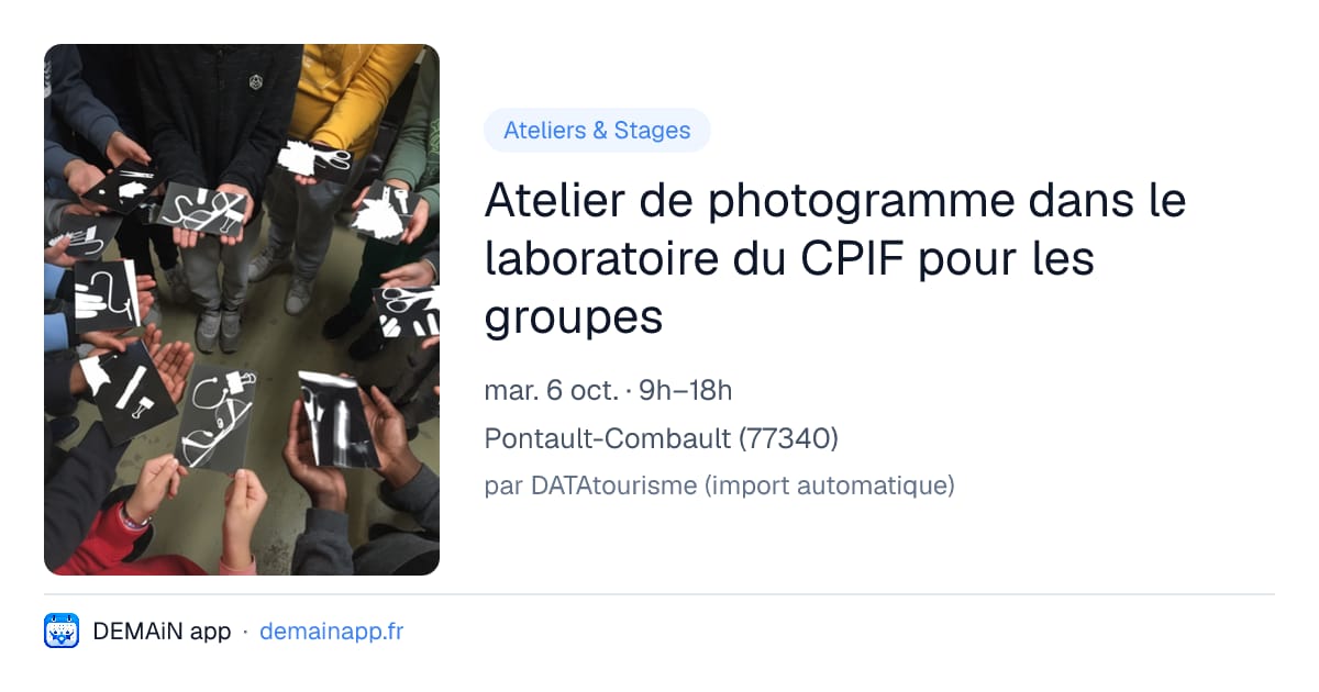 Atelier de photogramme dans le laboratoire du CPIF pour les groupes — Pontault-Combault