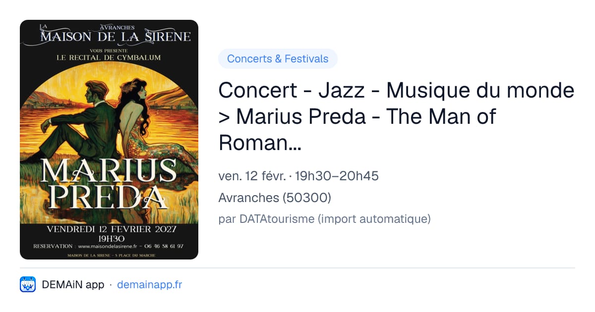 Concert - Jazz - Musique du monde > Marius Preda - The Man of Romania (Cymbalum) — Avranches