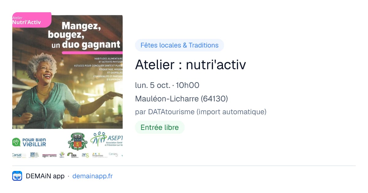 Atelier : nutri'activ — Mauléon-Licharre