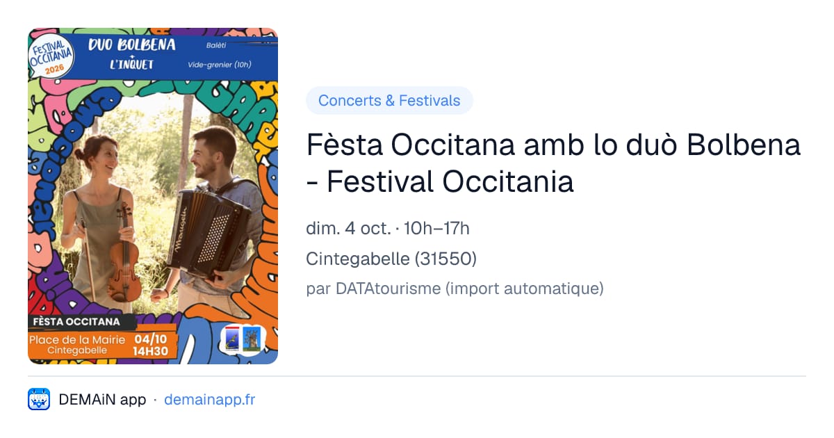 Fèsta Occitana amb lo duò Bolbena - Festival Occitania — Cintegabelle