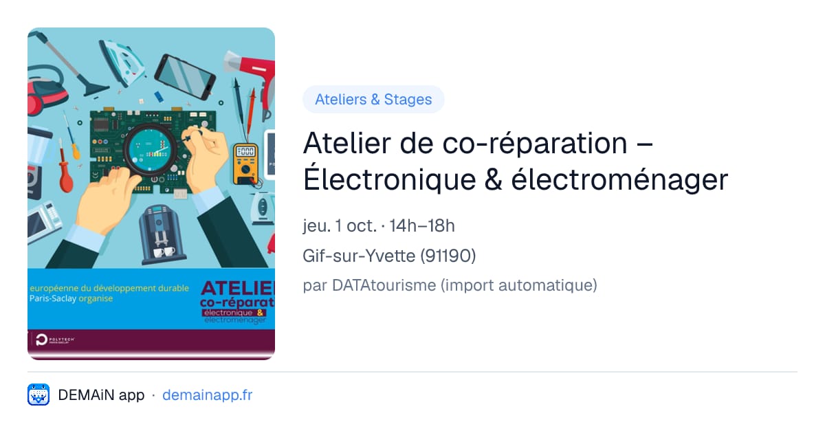 Atelier de co-réparation – Électronique & électroménager — Gif-sur-Yvette