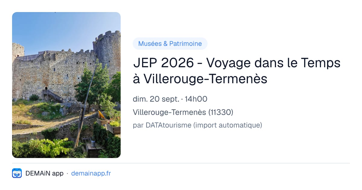 JEP 2026 - Voyage dans le Temps à Villerouge-Termenès — Villerouge-Termenès