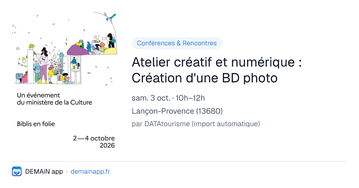 Atelier créatif et numérique : Création d'une BD photo — Lançon-Provence