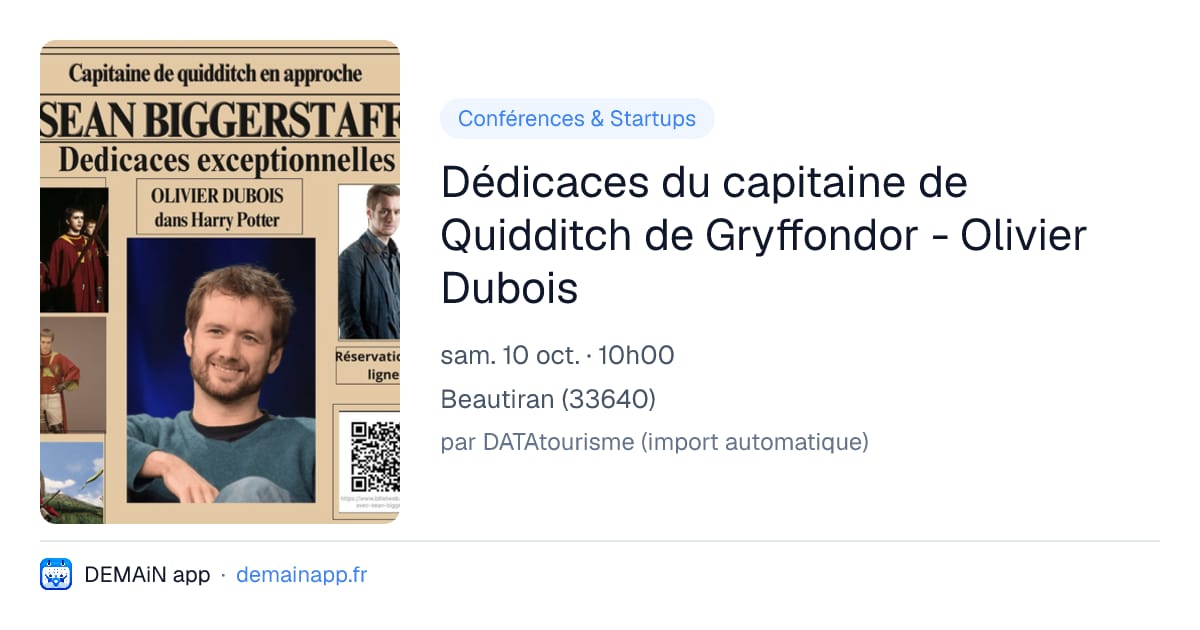 Dédicaces du capitaine de Quidditch de Gryffondor - Olivier Dubois — Beautiran