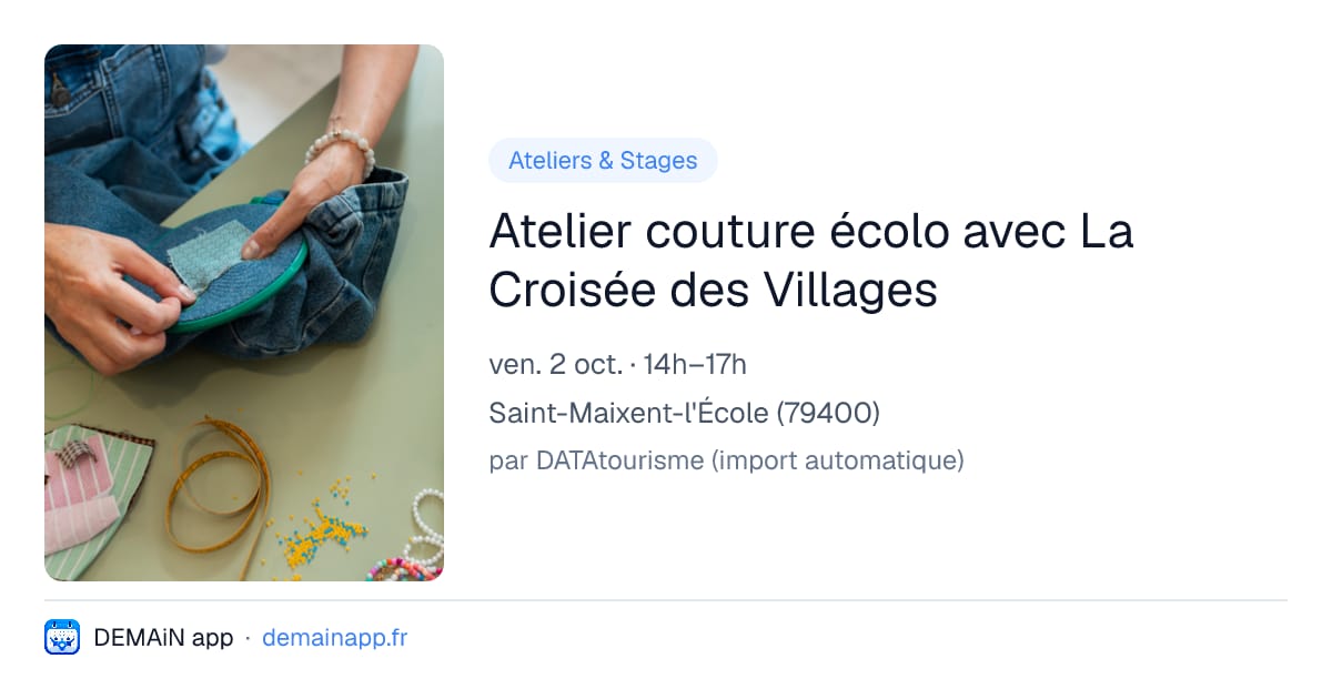 Atelier couture écolo avec La Croisée des Villages — Saint-Maixent-l'École