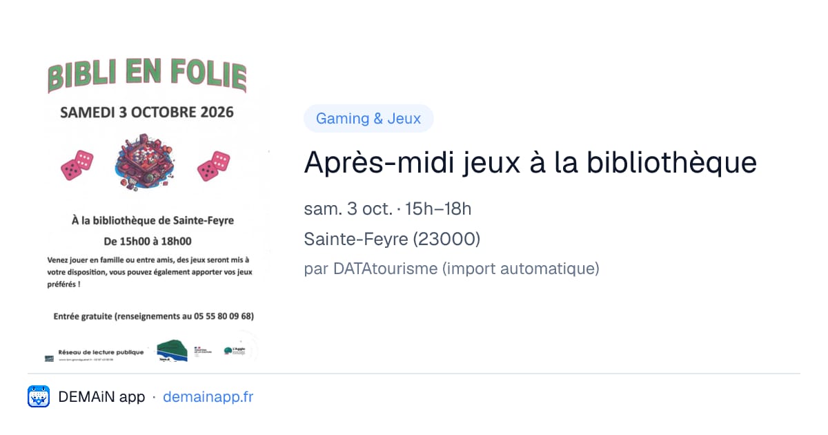 Après-midi jeux à la bibliothèque — Sainte-Feyre
