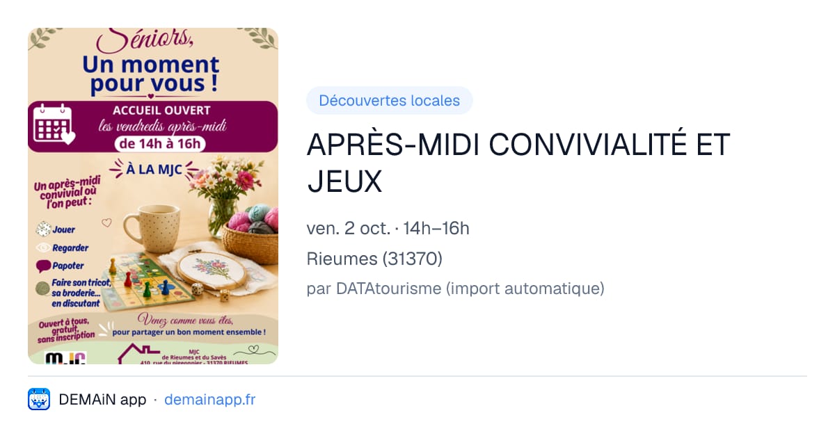 APRÈS-MIDI CONVIVIALITÉ ET JEUX — Rieumes