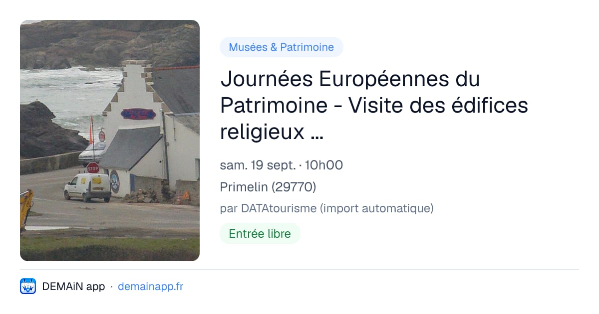 Journées Européennes du Patrimoine - Visite des édifices religieux de Primelin — Primelin