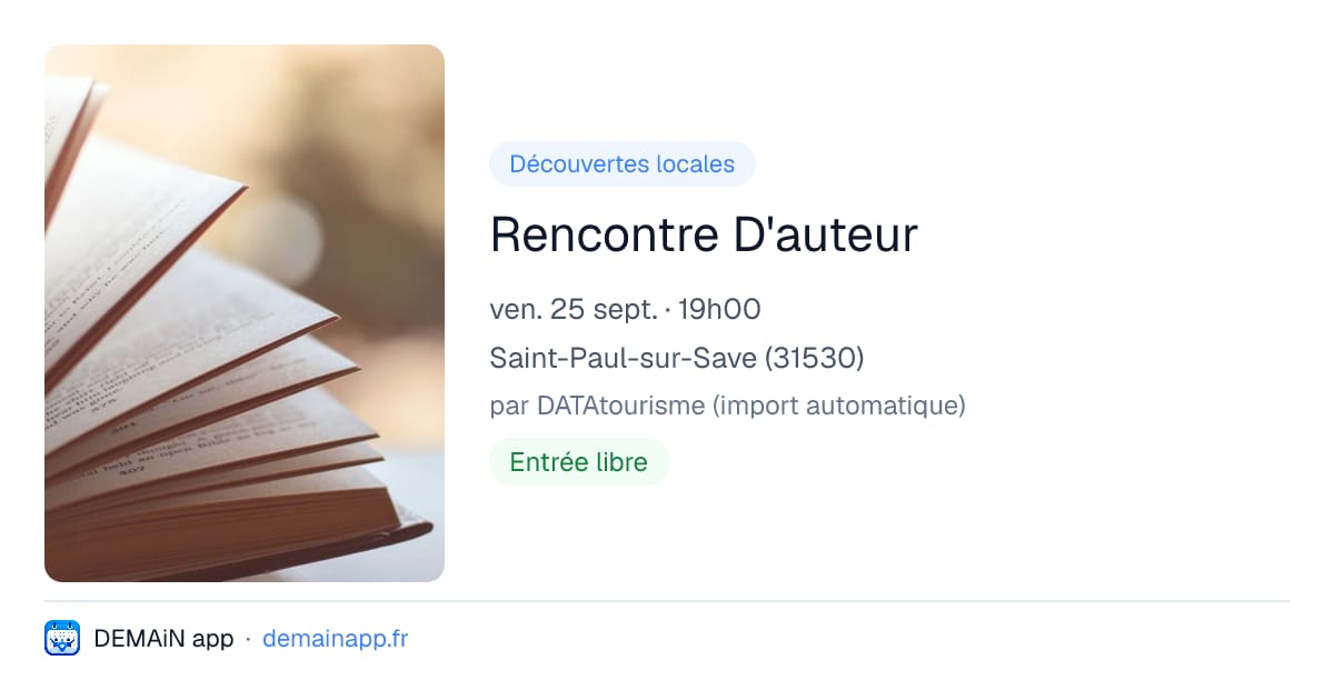 Rencontre D'auteur — Saint-Paul-sur-Save