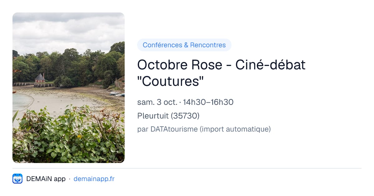 Octobre Rose - Ciné-débat "Coutures" — Pleurtuit