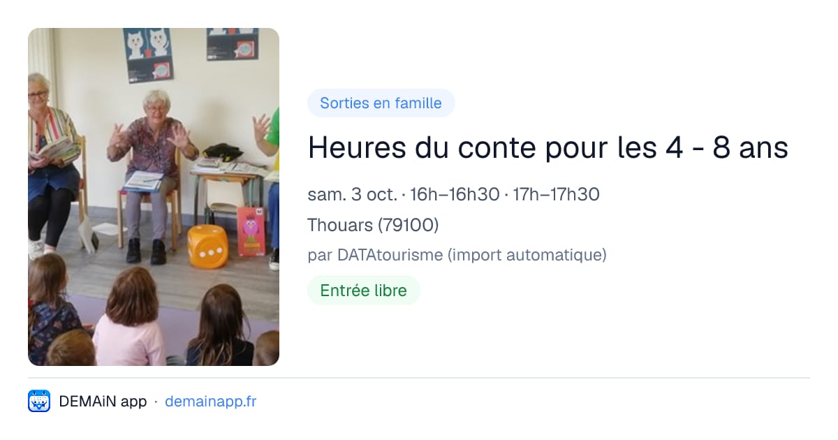 Heures du conte pour les 4 - 8 ans — Thouars