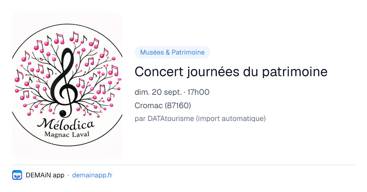 Concert journées du patrimoine — Cromac