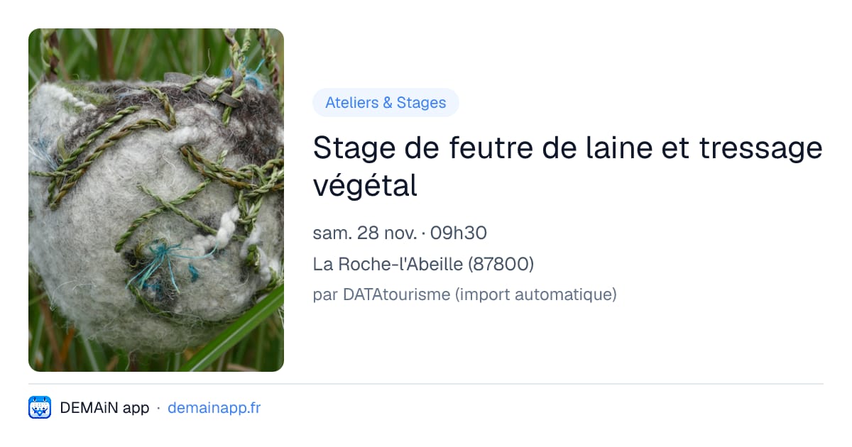 Stage de feutre de laine et tressage végétal — La Roche-l'Abeille
