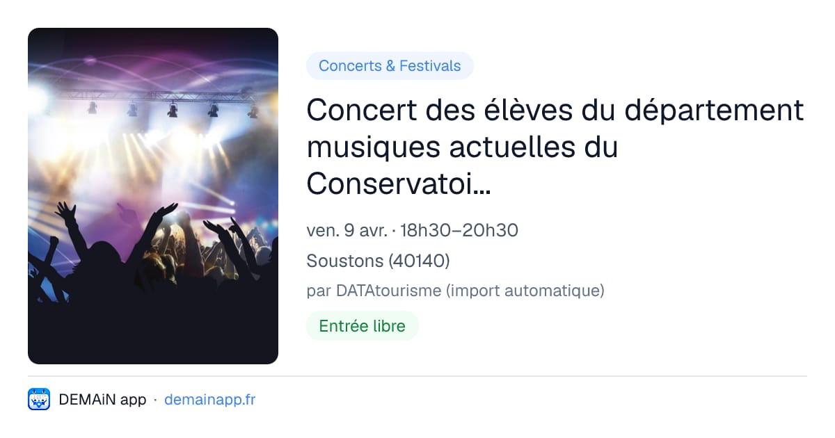 Concert des élèves du département musiques actuelles du Conservatoire des Landes - Saison Culturelle 2026 - 2027 — Soustons