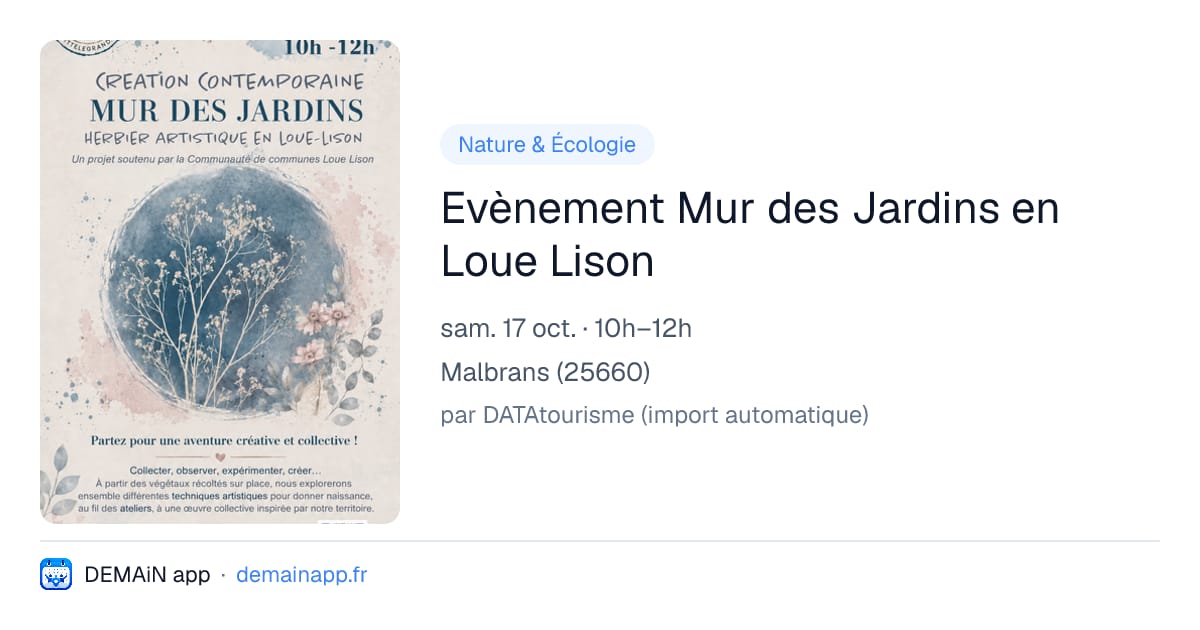 Evènement Mur des Jardins en Loue Lison — Malbrans