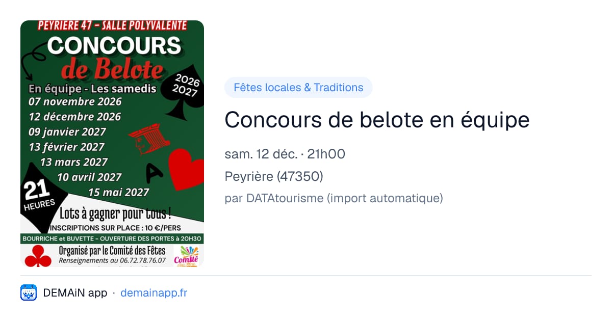 Concours de belote en équipe — Peyrière