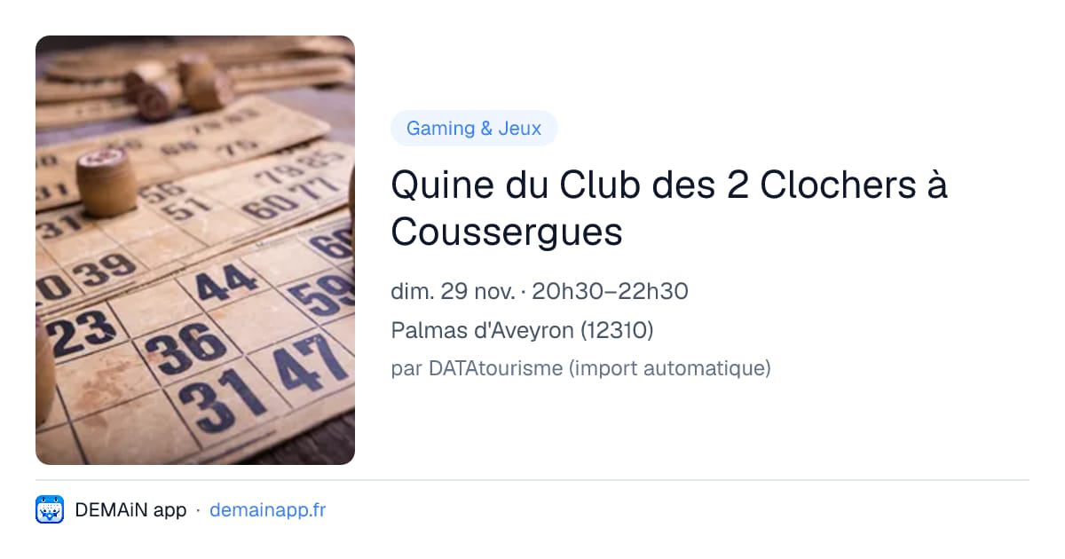 Quine du Club des 2 Clochers à Coussergues — Palmas d'Aveyron