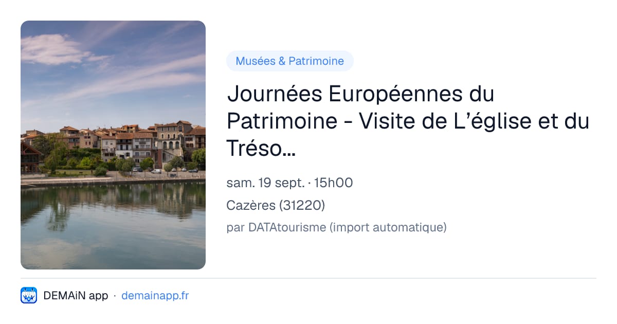 Journées Européennes du Patrimoine - Visite de L’église et du Trésor D’art Sacré — Cazères