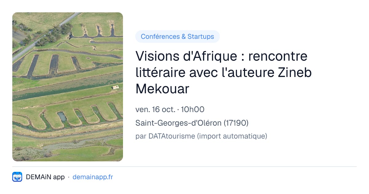 Visions d'Afrique : rencontre littéraire avec l'auteure Zineb Mekouar — Saint-Georges-d'Oléron