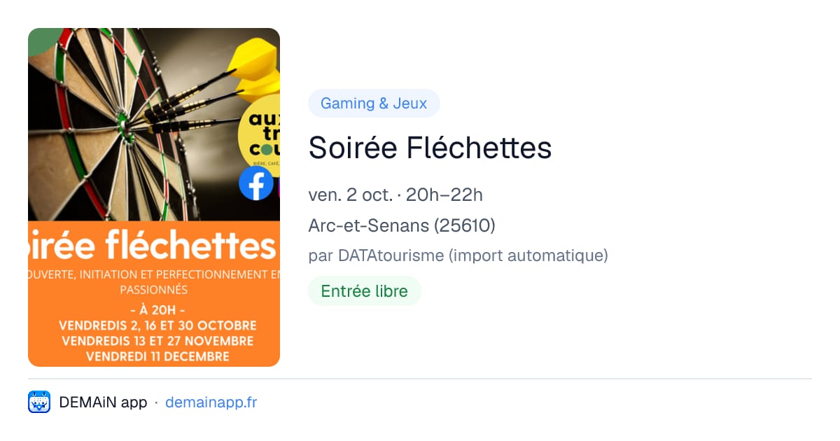 Soirée Fléchettes — Arc-et-Senans