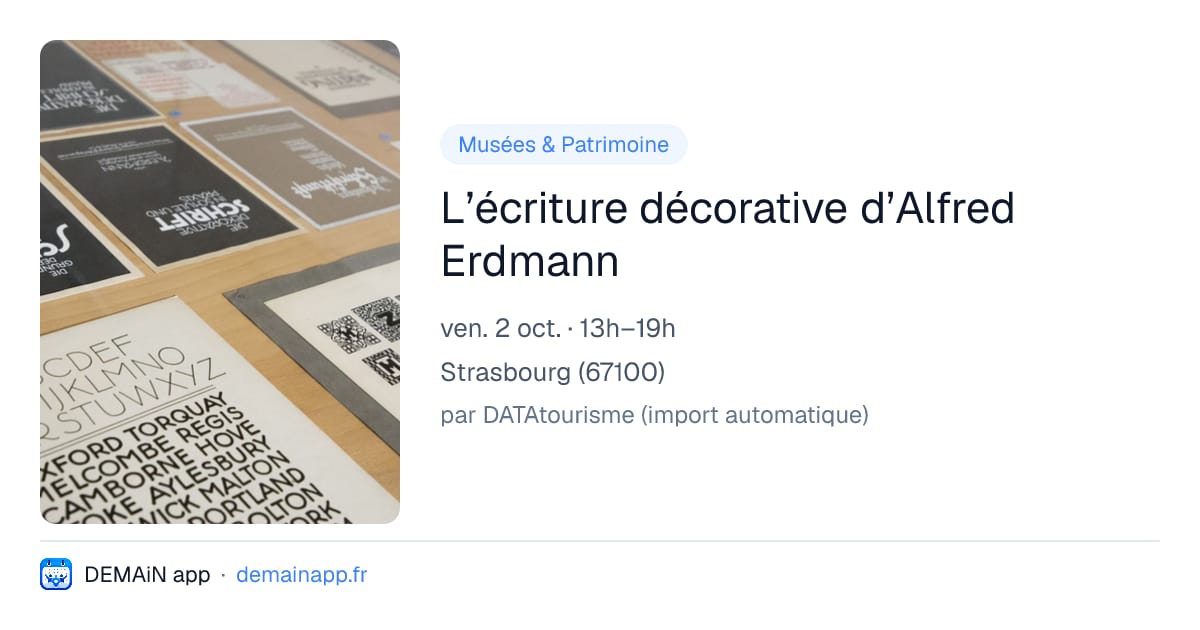 L’écriture décorative d’Alfred Erdmann — Strasbourg