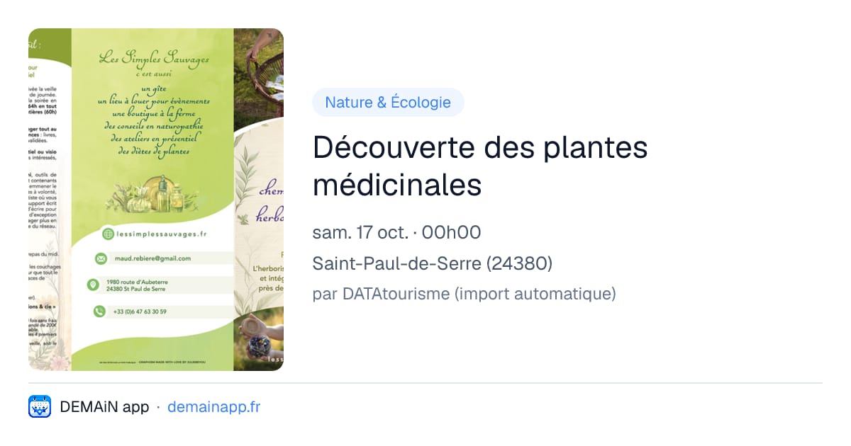 Découverte des plantes médicinales — Saint-Paul-de-Serre