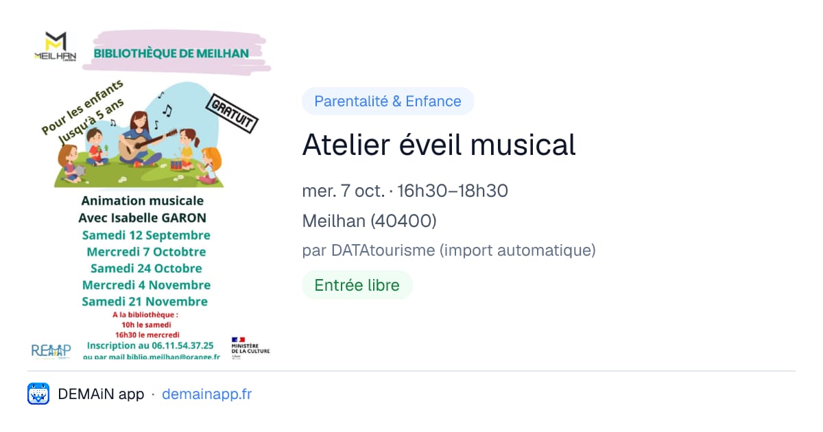 Atelier éveil musical — Meilhan