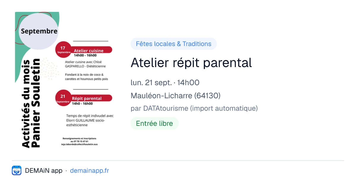 Atelier répit parental — Mauléon-Licharre