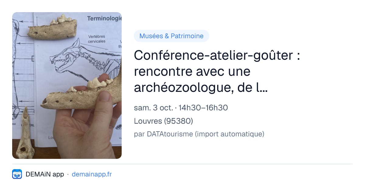 Conférence-atelier-goûter : rencontre avec une archéozoologue, de la fouille au laboratoire — Louvres