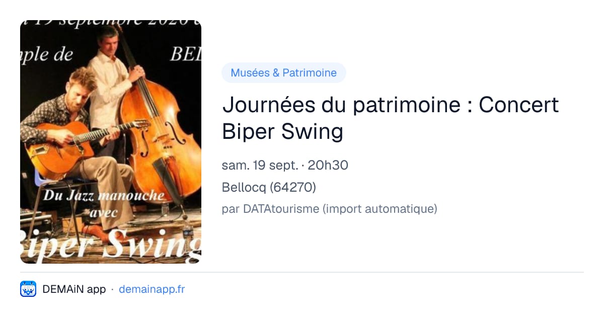 Journées du patrimoine : Concert Biper Swing — Bellocq