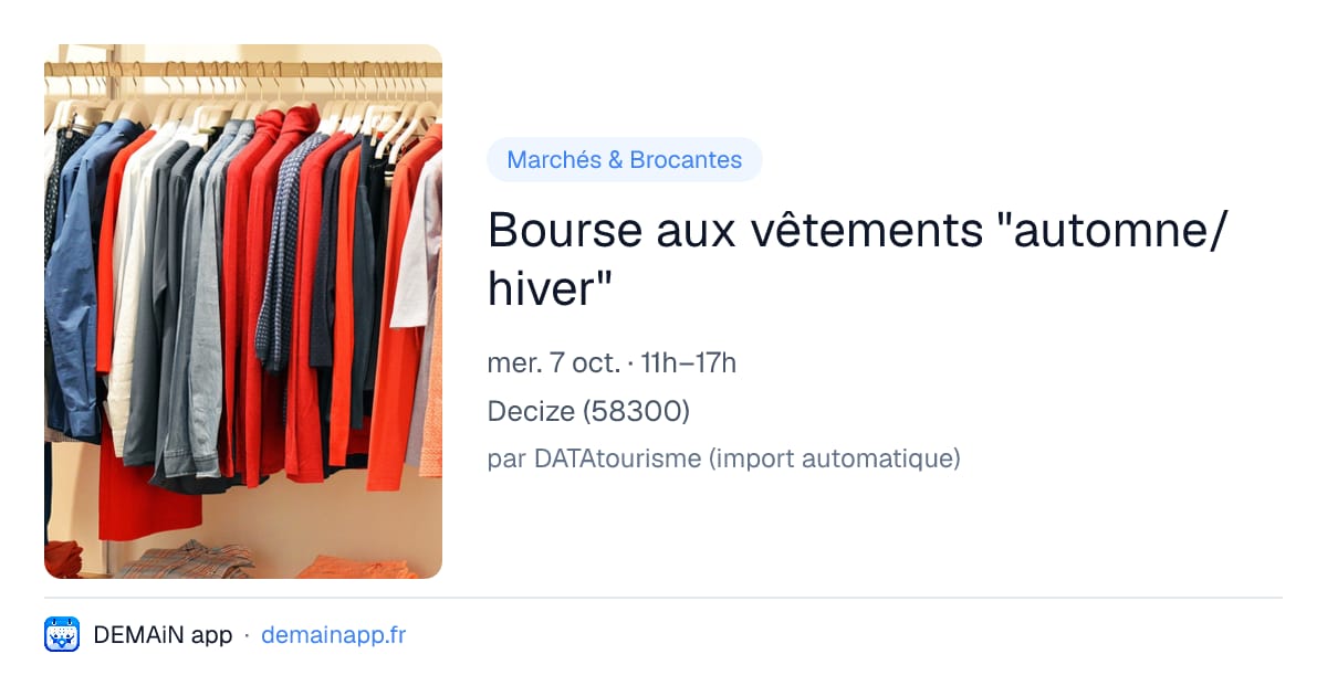 Bourse aux vêtements "automne/hiver" — Decize