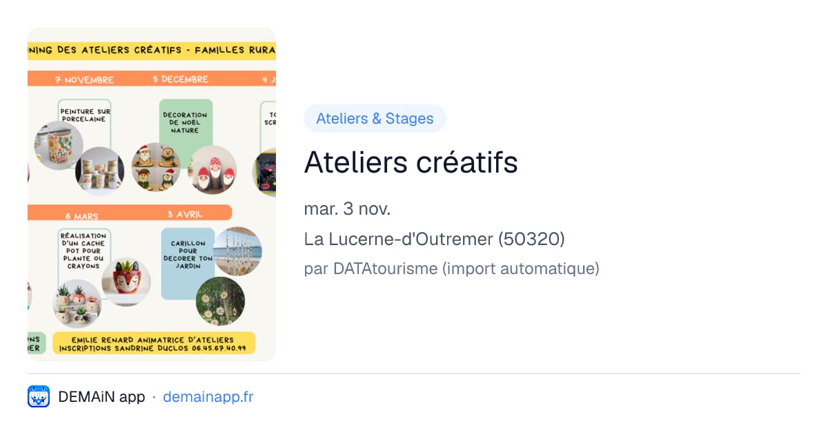 Ateliers créatifs — La Lucerne-d'Outremer