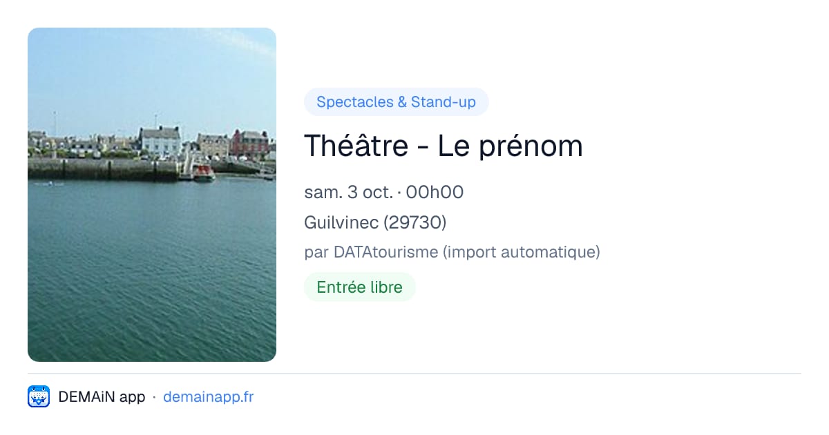 Théâtre - Le prénom — Guilvinec