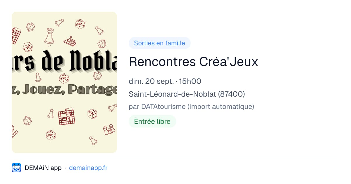 Rencontres Créa'Jeux — Saint-Léonard-de-Noblat