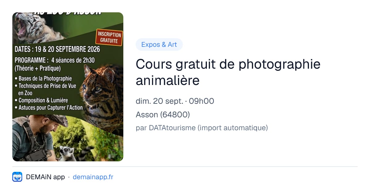 Cours gratuit de photographie animalière — Asson