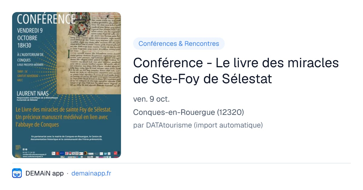 Conférence - Le livre des miracles de Ste-Foy de Sélestat — Conques-en-Rouergue