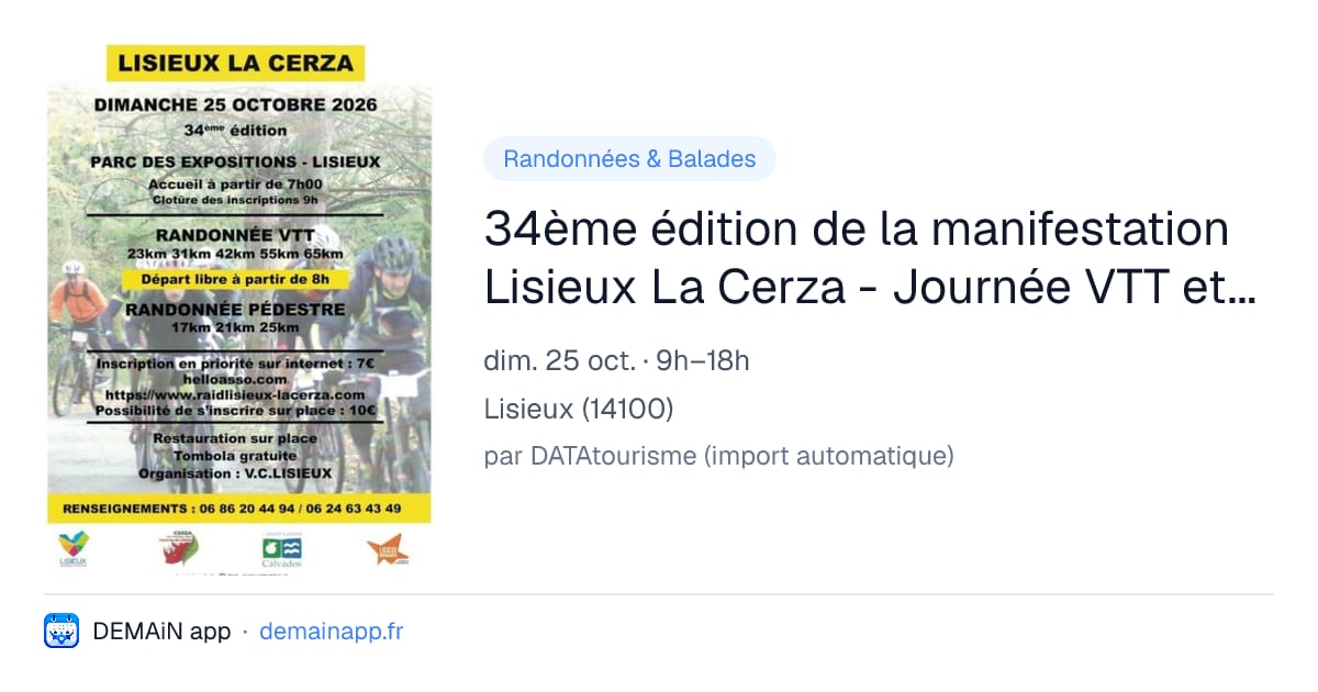 34ème édition de la manifestation Lisieux La Cerza - Journée VTT et randonnée pédestre — Lisieux
