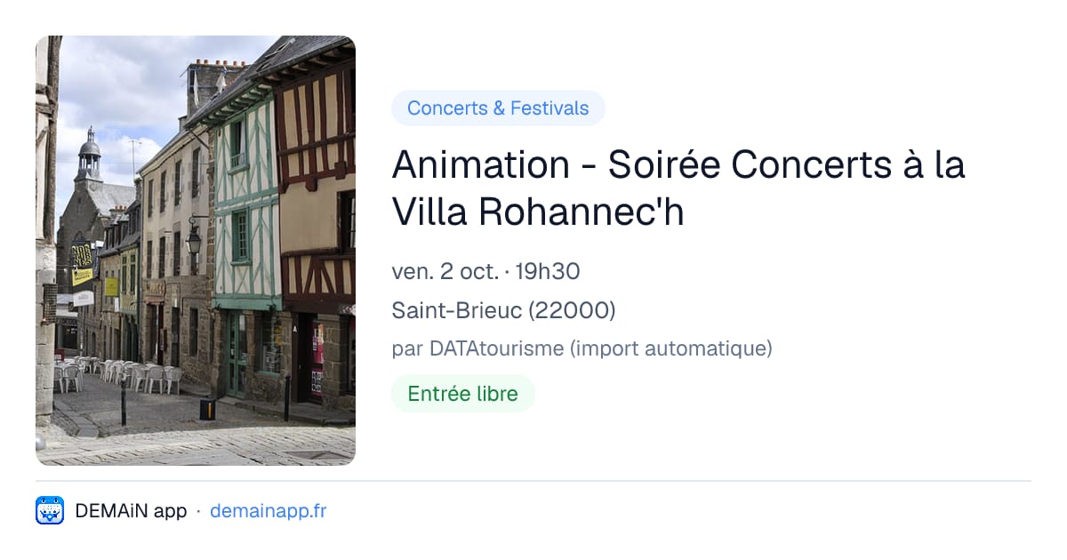 Animation - Soirée Concerts à la Villa Rohannec'h — Saint-Brieuc