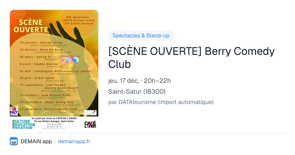 [SCÈNE OUVERTE] Berry Comedy Club — Saint-Satur