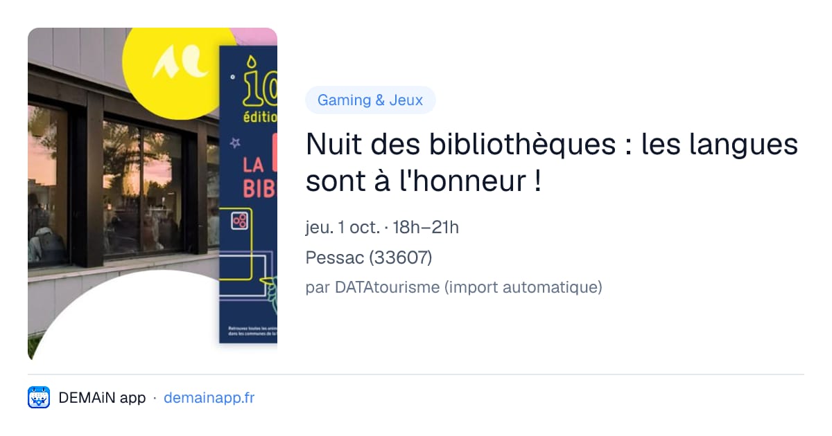 Nuit des bibliothèques : les langues sont à l'honneur ! — Pessac