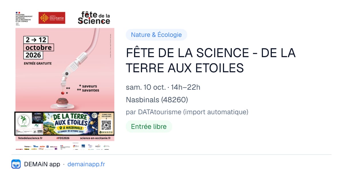 FÊTE DE LA SCIENCE - DE LA TERRE AUX ETOILES — Nasbinals