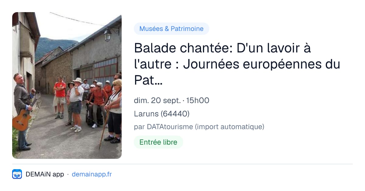 Balade chantée: D'un lavoir à l'autre : Journées européennes du Patrimoine — Laruns