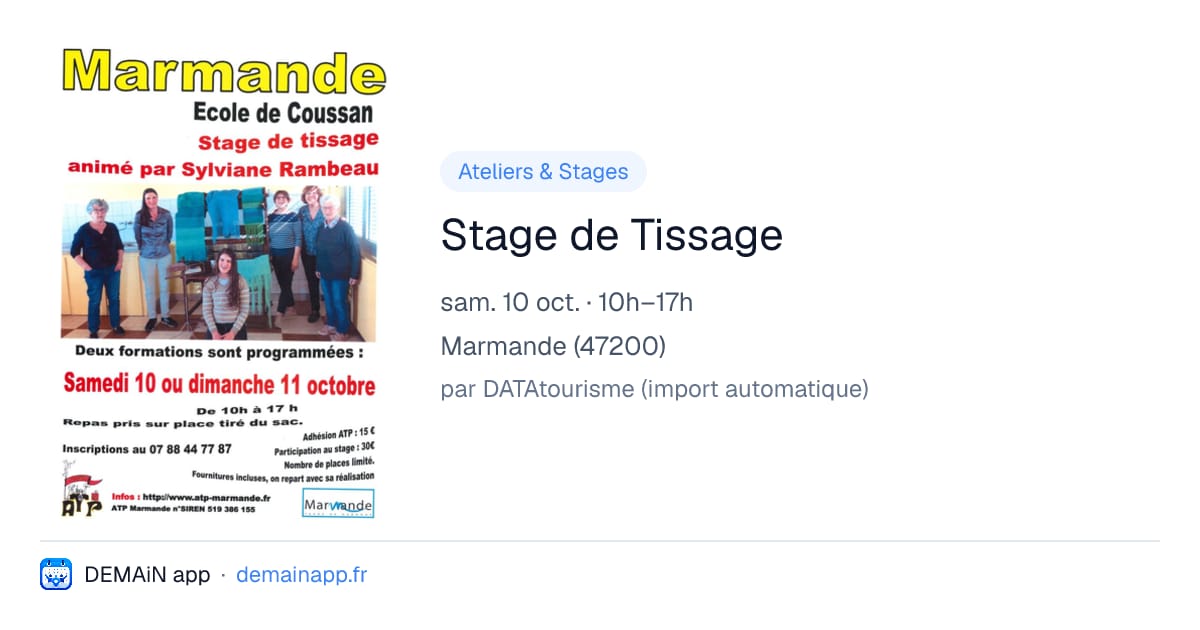 Stage de Tissage — Marmande
