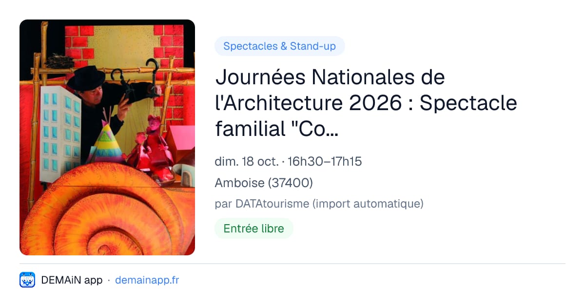 Journées Nationales de l'Architecture 2026 : Spectacle familial "Cochons frères construction" — Amboise