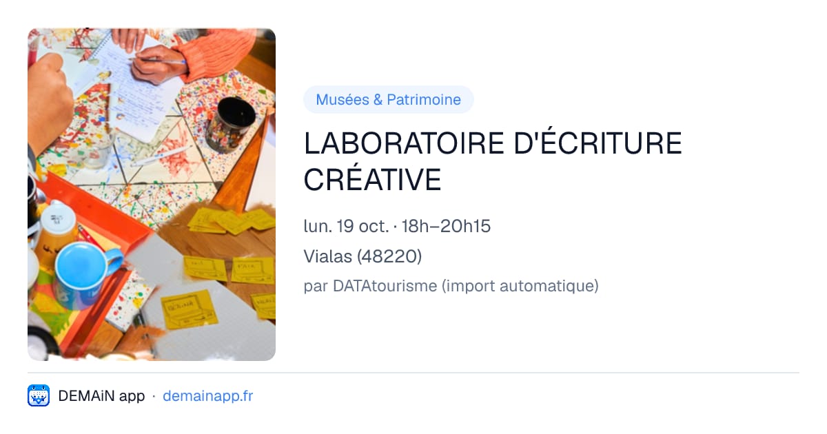 LABORATOIRE D'ÉCRITURE CRÉATIVE — Vialas