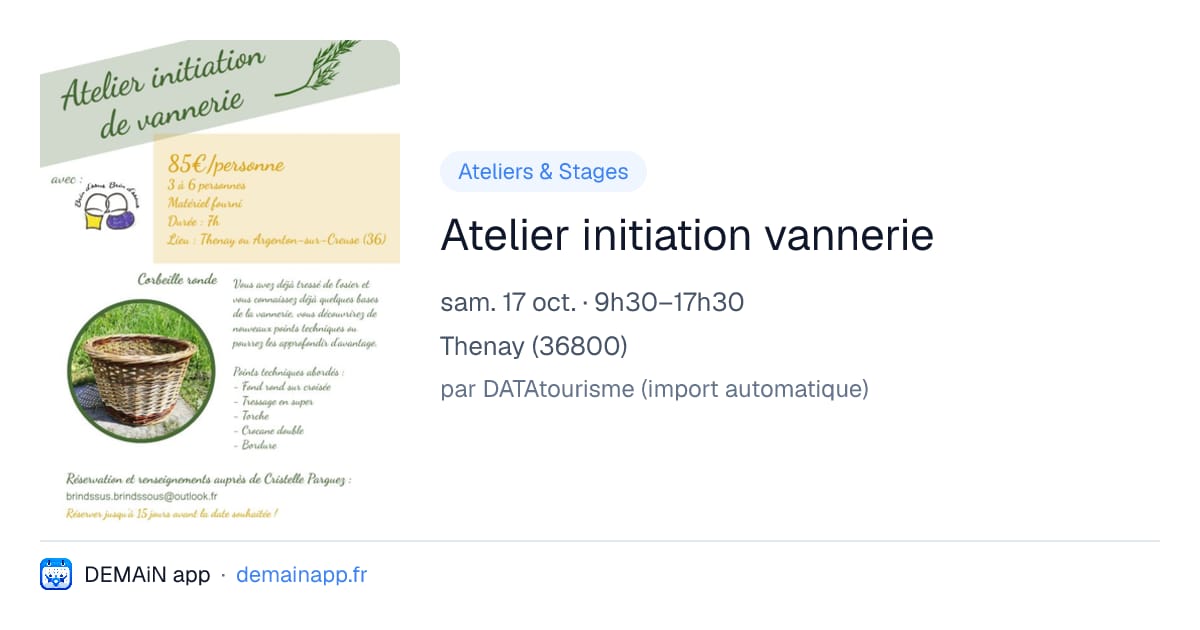 Atelier initiation vannerie — Thenay